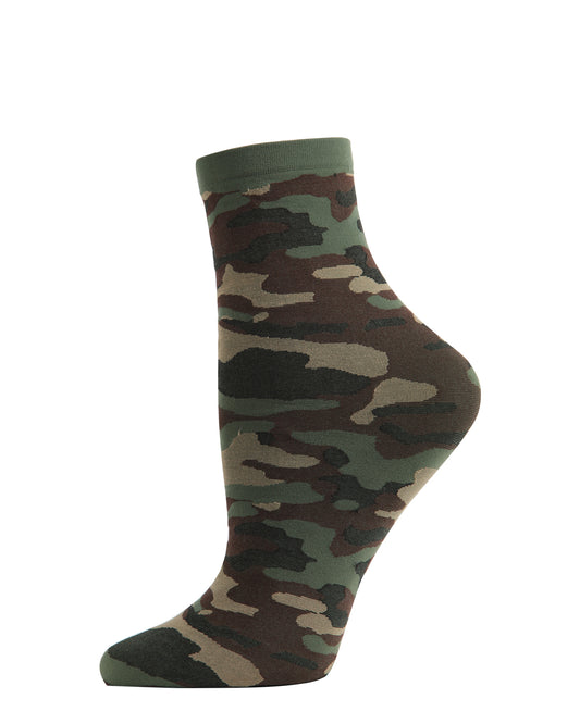 Women's You Can't See Me Camouflage Print Anklet Sock : Color: Green