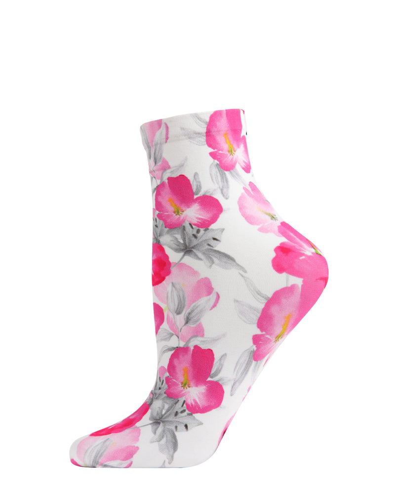 MeMoi Pansy Printed Anklet Socks
