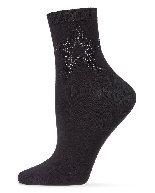 Women's Starstruck Rhinestone Embellished Anklet Sock : Color: Black