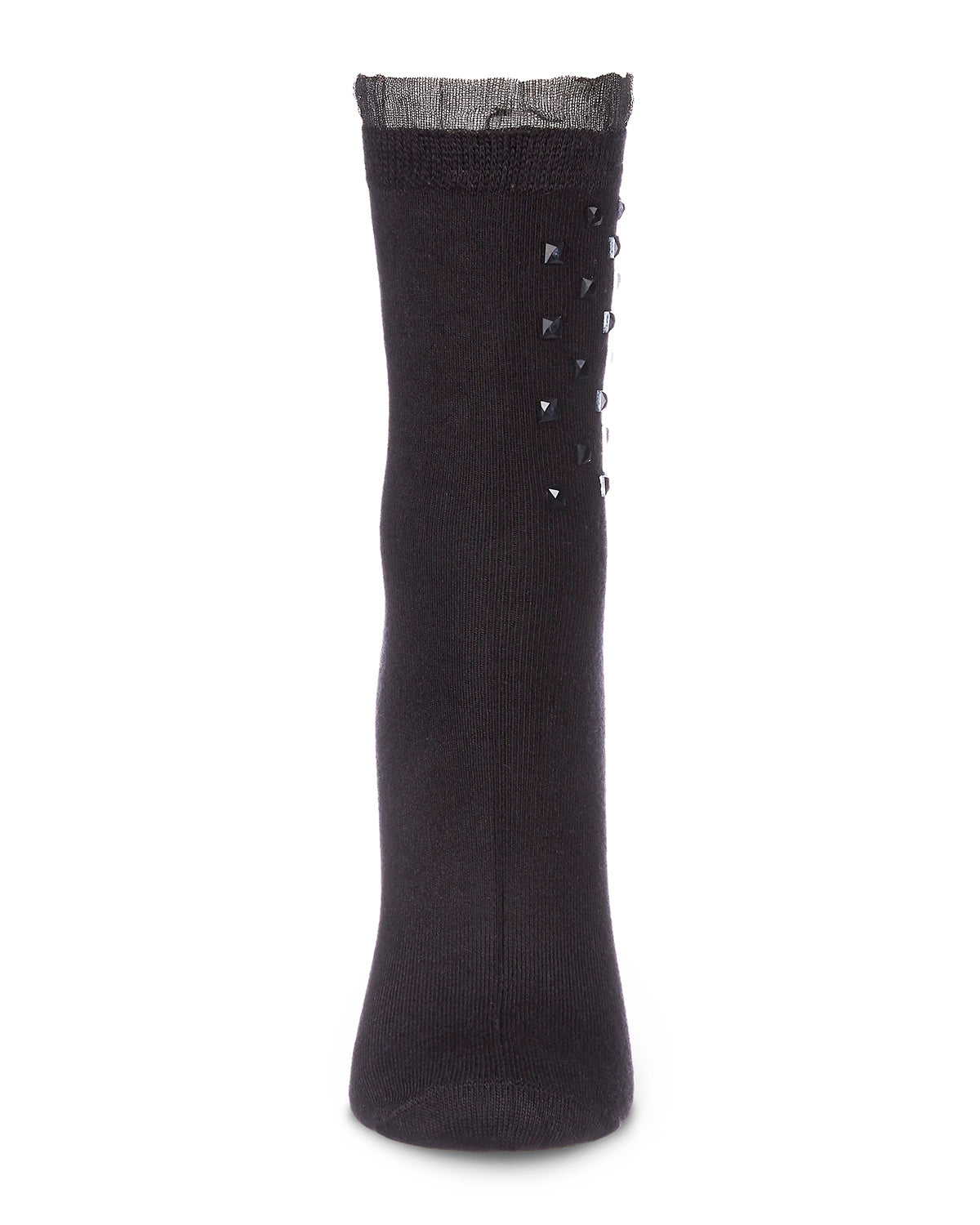 Women's Punk Rock Studded Bamboo Blend Fashion Crew Sock : Color: Black