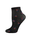 Women's Posy Patch Sheer Floral Knit Anklet Sock : Color: Black