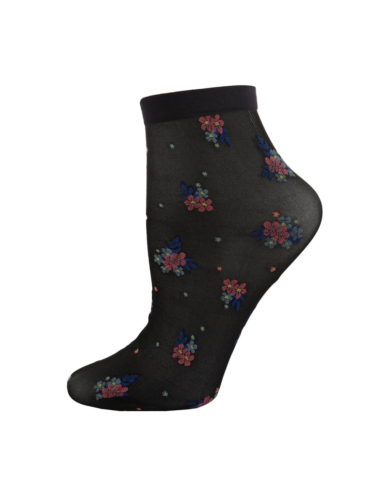 MeMoi Posy Patch Floral Knit Anklet Socks
