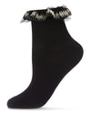 Women's Piping and Trim Fashion Ruffle Cuff Anklet Sock : Color: Black