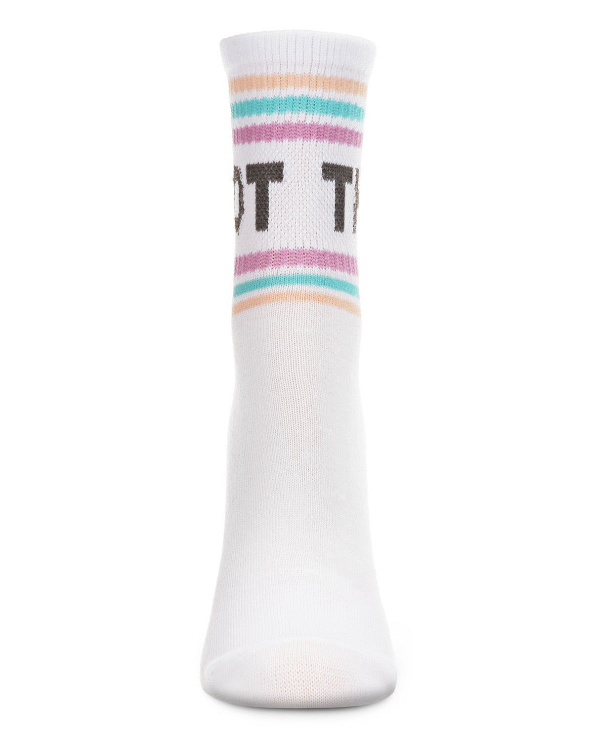 Women's Multicolor Stripe "I Got This" Positivity Anklet Sock : Color: White