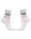 Women's Multicolor Stripe "I Got This" Positivity Anklet Sock : Color: White