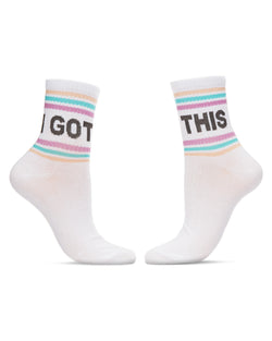 Women's Multicolor Stripe "I Got This" Positivity Anklet Sock