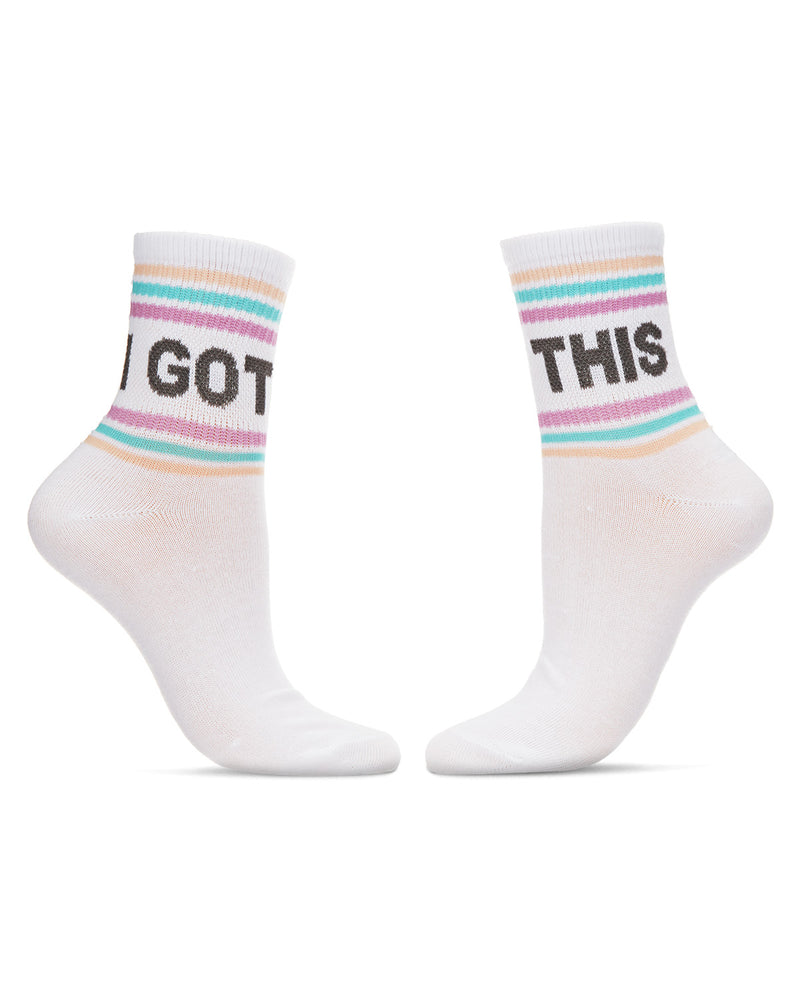 Women's Multicolor Stripe "I Got This" Positivity Anklet Sock