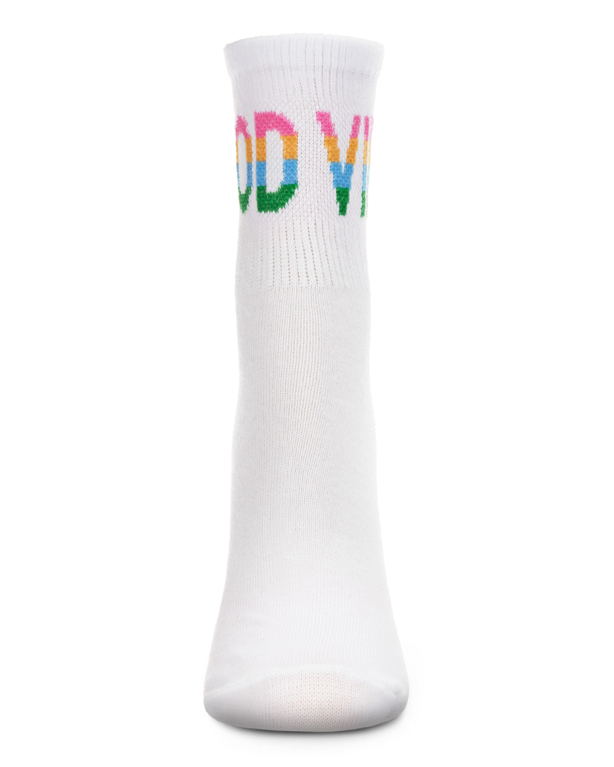 Women's Multicolor "Good Vibes" Positivity Anklet Sock : Color: White