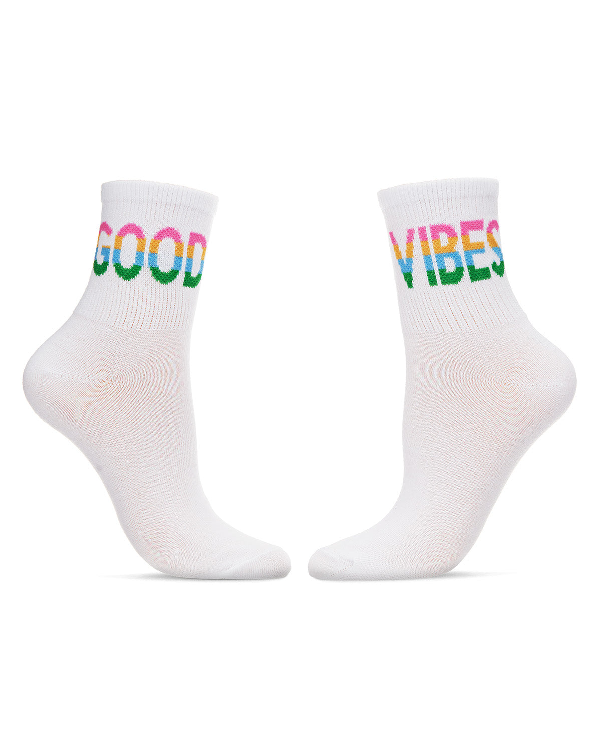 Women's Multicolor "Good Vibes" Positivity Anklet Sock : Color: White