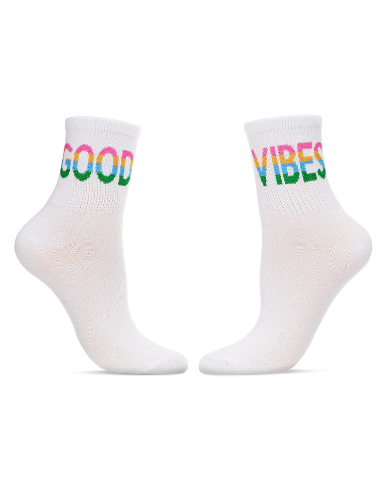 Women's Multicolor "Good Vibes" Positivity Anklet Sock