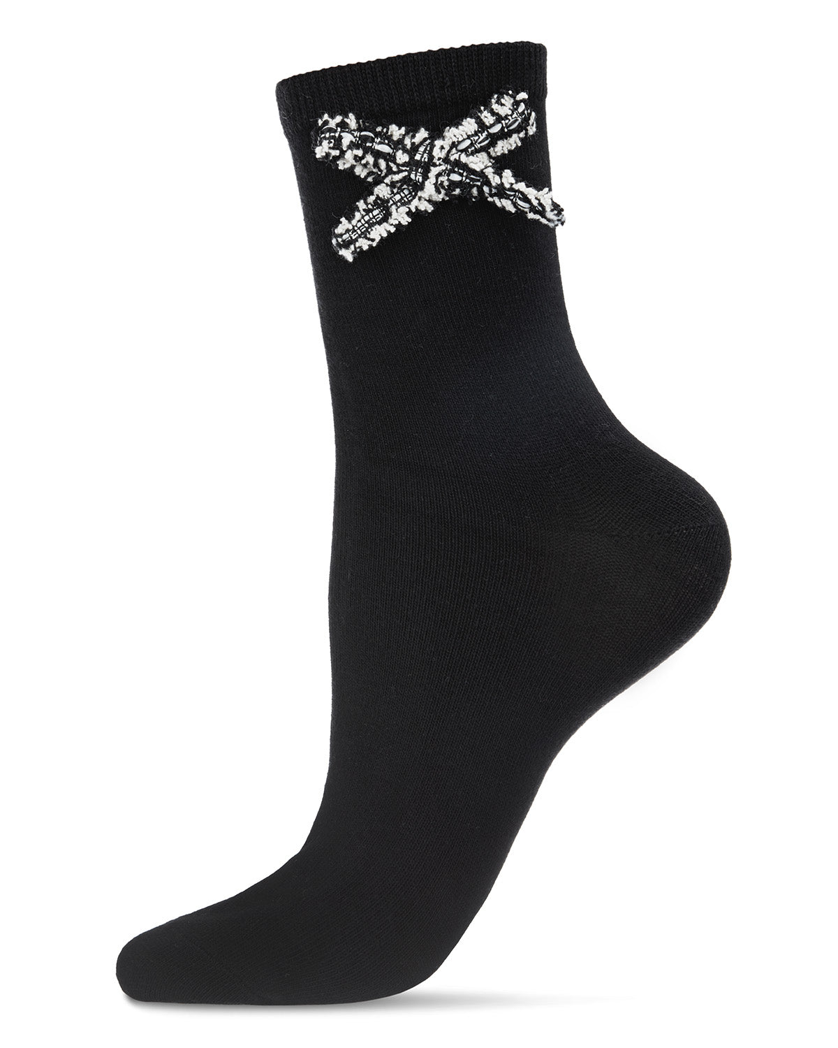 Women's Dream Bow Cotton Blend Crew Sock : Color: Black