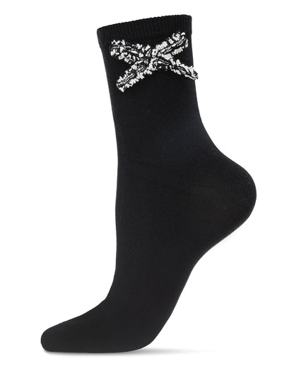 Women's Dream Bow Cotton Blend Crew Sock : Color: Black