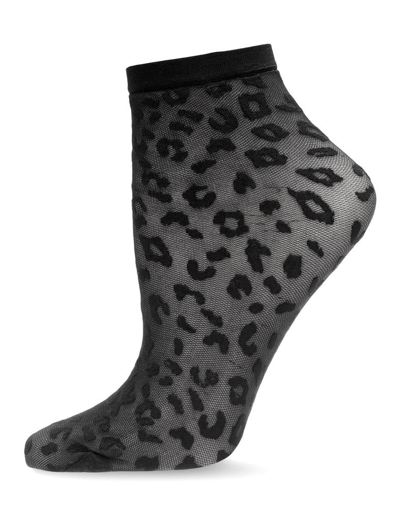 Women's Wild and Free Leopard Print Sheer Anklet Sock
