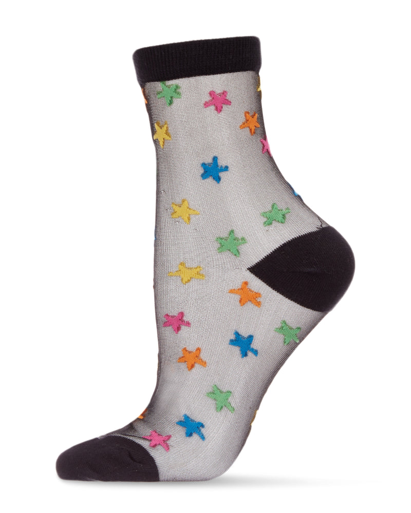 Women's Starstruck Colorful Cotton Blend Sheer Anklet Socks
