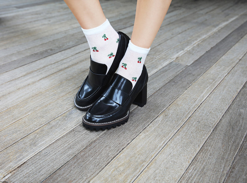 Women's Cherrybomb Waffle Knit Cotton Blend Anklet Socks