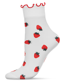 Women's Strawberry Dreams Ruffle Cuff Anklet Sock