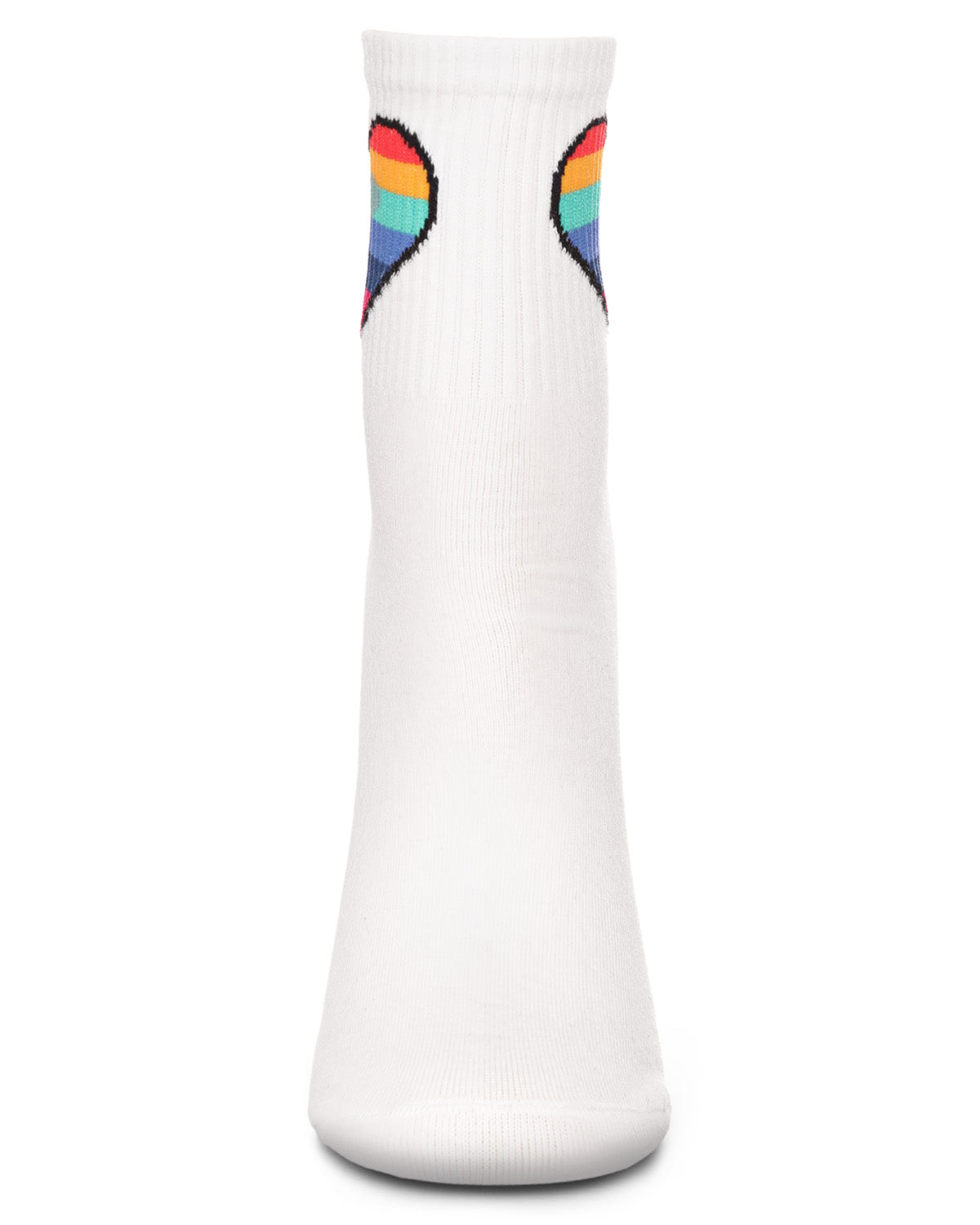 Women's Rainbow Heart Cotton Blend Anklet Sock : Color: White
