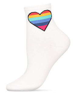 Women's Rainbow Heart Cotton Blend Anklet Sock