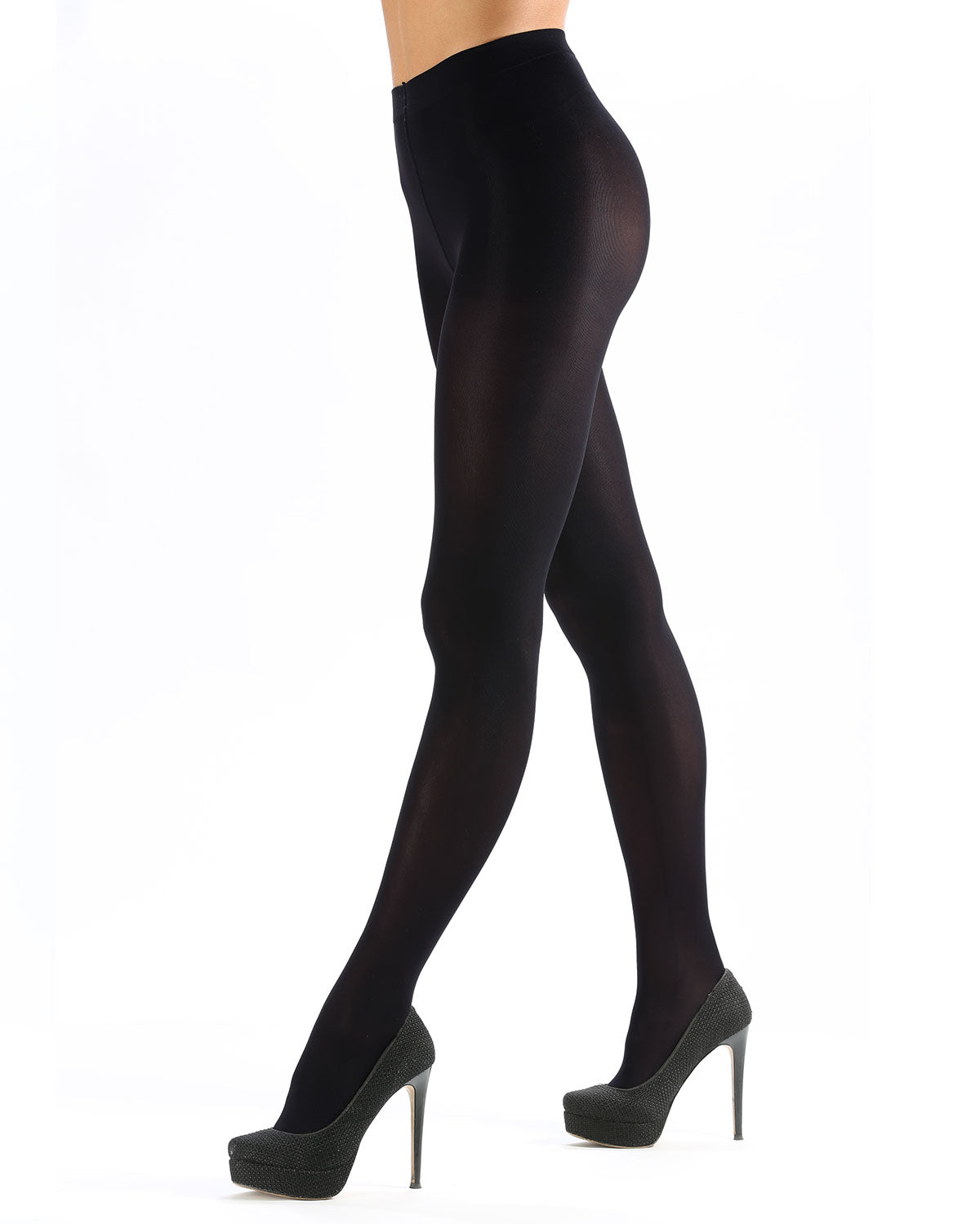 Women's Levante Opaque Double Layer Microfiber Tights : Color: Nero