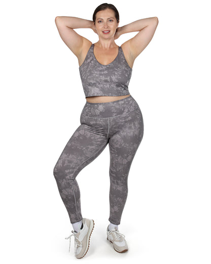 Women's Tie Dye Print Sports Bra with Removable Cups : Color: Gray