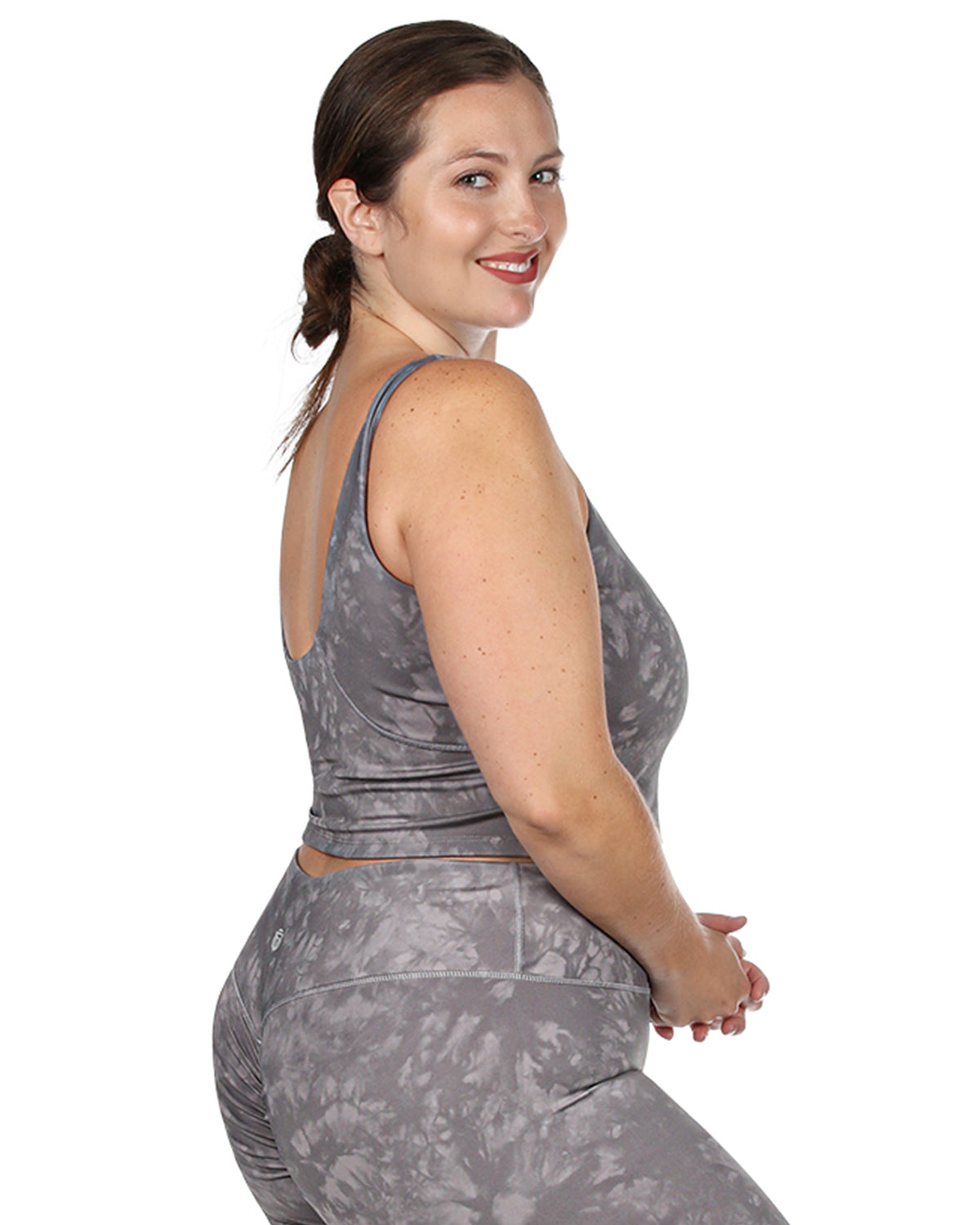 Women's Tie Dye Print Sports Bra with Removable Cups : Color: Gray