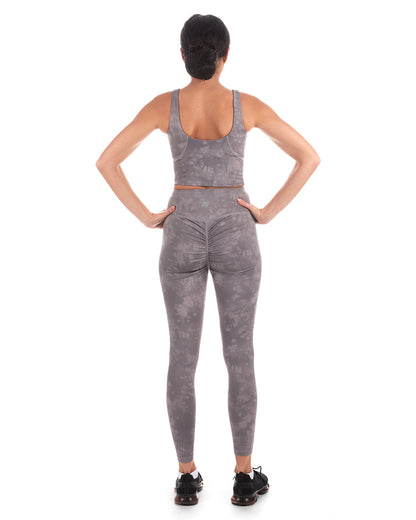 Women's Tie Dye Print Sports Bra with Removable Cups : Color: Gray