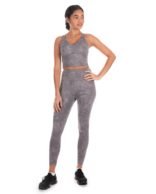 Women's Tie Dye Print Sports Bra with Removable Cups : Color: Gray