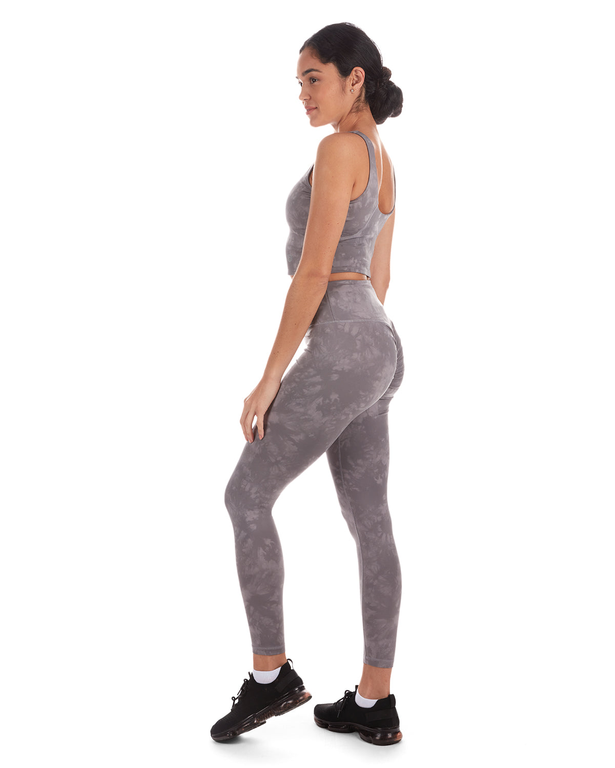 Women's Tie Dye Print Sports Bra with Removable Cups : Color: Gray