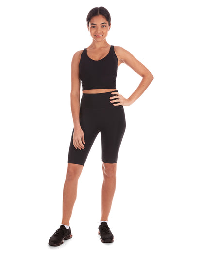 Smoothing High-Waisted Scrunch Butt Shorts : Color: Black