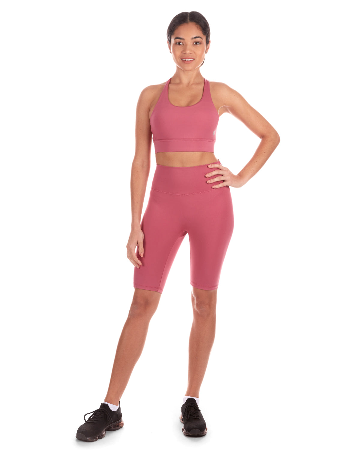 Women's Crosshatched Light Support Sports Bra with Removable Cups : Color: Mauve