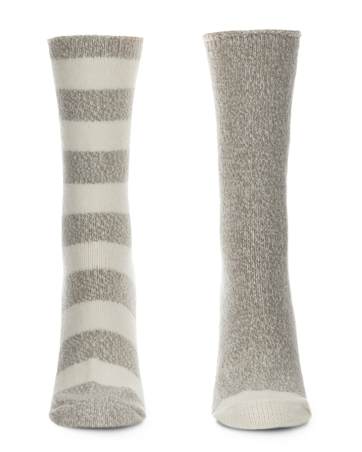 Women's 2 Pair Pack Thick Stripe Buttersoft Crew Socks : Color: Gray