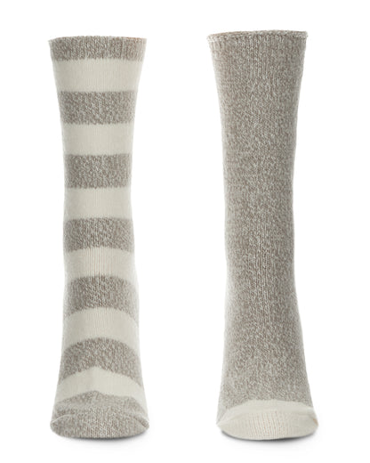Women's 2 Pair Pack Thick Stripe Buttersoft Crew Socks : Color: Gray