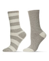 Women's 2 Pair Pack Thick Stripe Buttersoft Crew Socks : Color: Gray