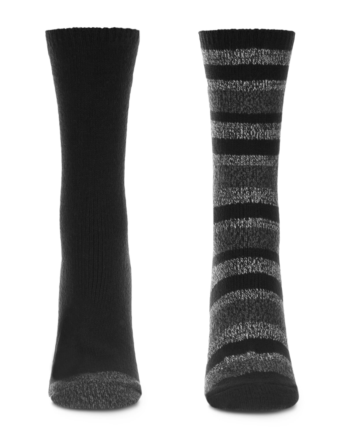 Women's 2 Pair Pack Multi Stripes Buttersoft Crew Socks : Color: Black