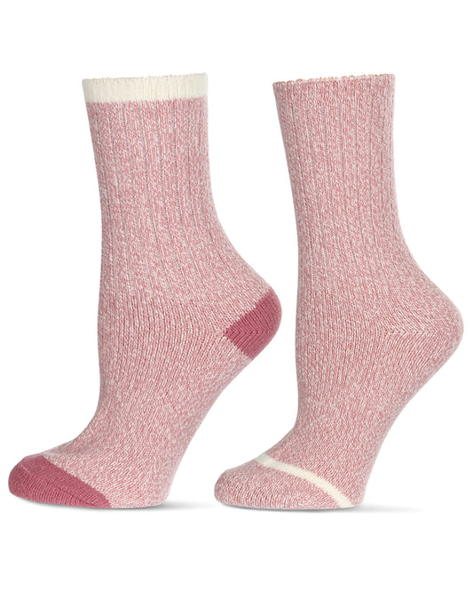 Women's 2 Pair Pack Fine Stripe Buttersoft Crew Socks : Color: Fox Glove
