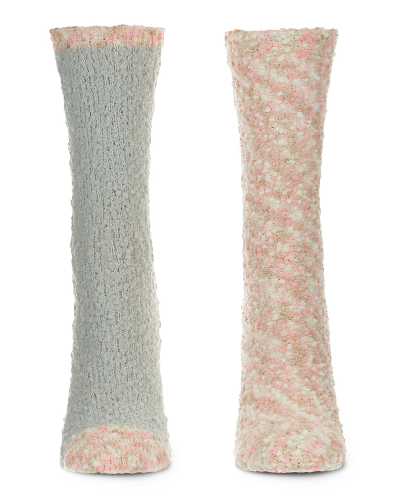 2 Pairs Women's Mixed Pattern Fuzzy Popcorn Cozy Socks