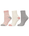 Women's 3 Pair Pack Fuzzy Stripe Cozy Crew Socks : Color: Powder Pink