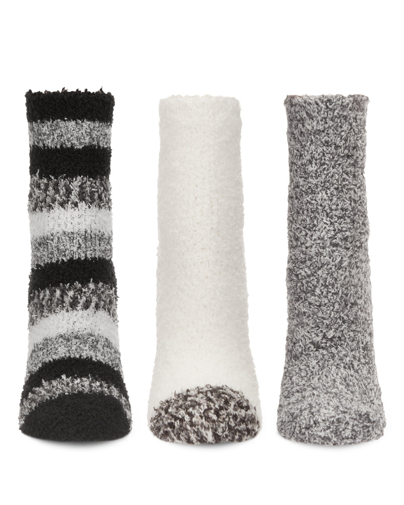 3 Pairs Women's Gradient Stripe Fuzzy Cozy Crew Socks