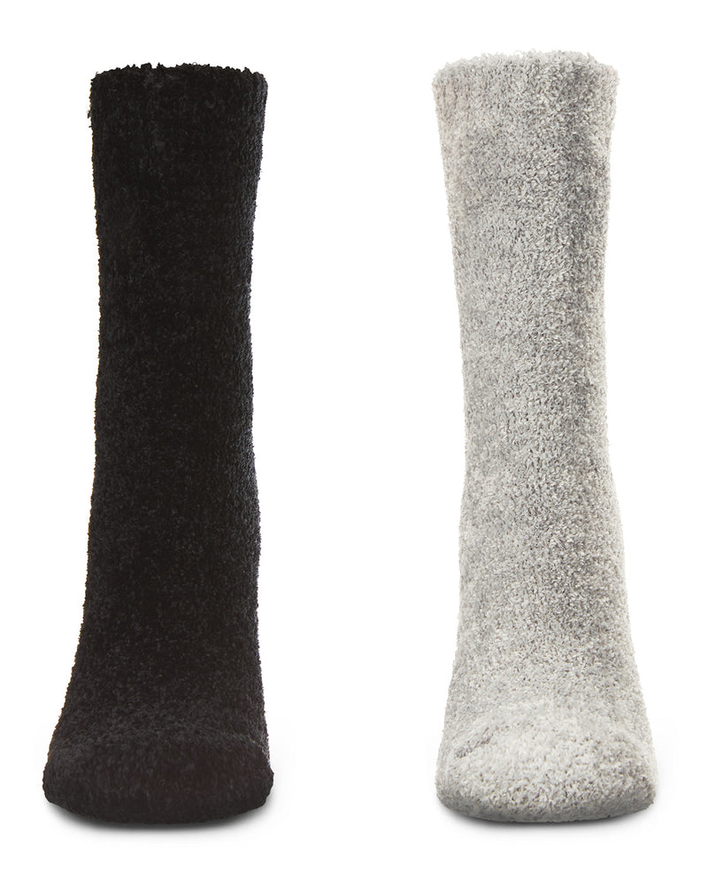 2 Pairs Women's Solid Chenille Luxe Cozy Crew Socks
