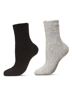 2 Pairs Women's Solid Chenille Luxe Cozy Crew Socks
