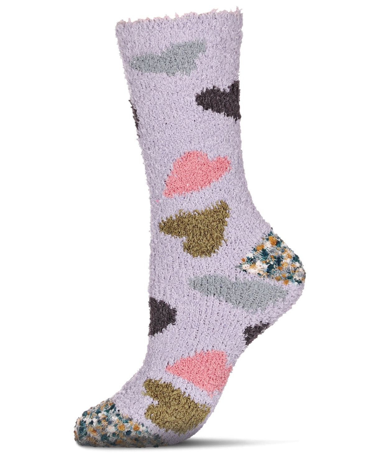Women's Plenty 'O Hearts Multicolor Cozy Crew Socks : Color: Gull Gray