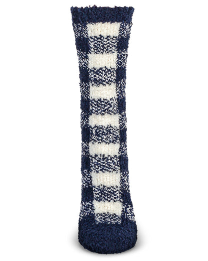 Women's Classic Buffalo Plaid Cozy Crew Socks : Color: Black