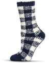 Women's Classic Buffalo Plaid Cozy Crew Socks : Color: Navy