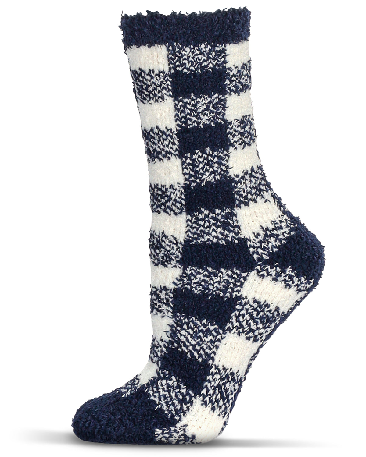 Women's Classic Buffalo Plaid Cozy Crew Socks : Color: Navy