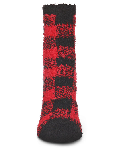 Women's Classic Buffalo Plaid Cozy Crew Socks : Color: Black