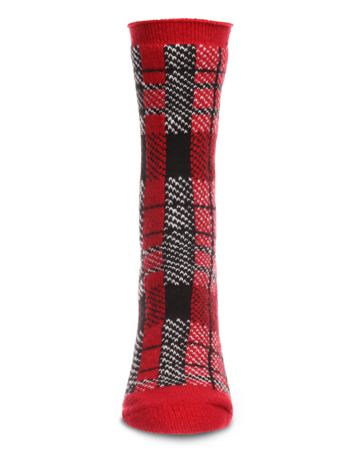 Women's Plaid Buttersoft Cozy Crew Socks : Color: Red