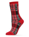 Women's Plaid Buttersoft Cozy Crew Socks : Color: Red