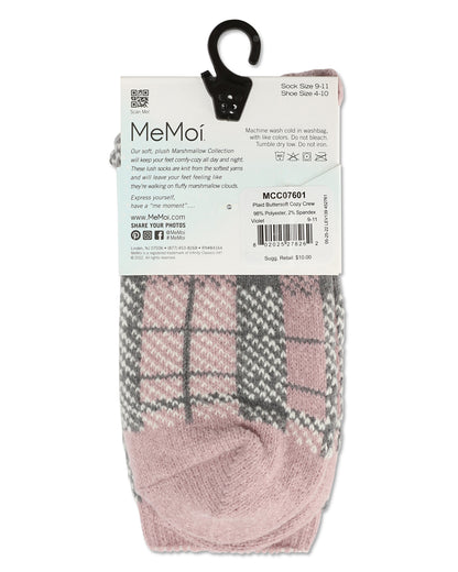 Women's Plaid Buttersoft Cozy Crew Socks : Color: Red