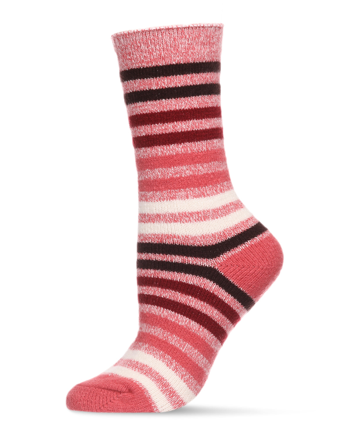 Women's Multicolor Stripe Buttersoft Cozy Crew Socks : Color: Dusty Rose