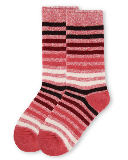 Women's Multicolor Stripe Buttersoft Cozy Crew Socks : Color: Violet